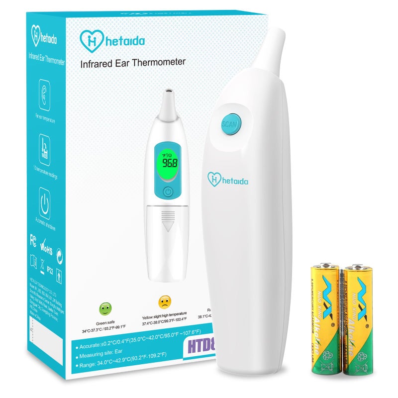 Ear Thermometer for Adults and Kids, Infrared Temperature Thermometer for Children, Digital Baby Body Thermometers with Fever Alarm and Accuracy Reading